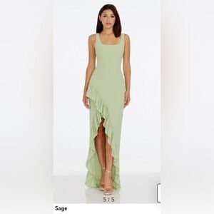 Dress The Population, Charlene Ruffle Gown in Sage Green